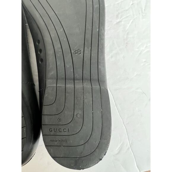 Gucci Authentic Embossed Black Rubber Horsebit Slip On Ballet Flats Size 8 - Picture 11 of 14